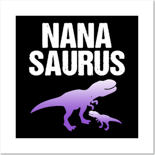 Cute Dinosaur T-rex Adult _ Kids Happy Shirt Nana Saurus Posters and Art